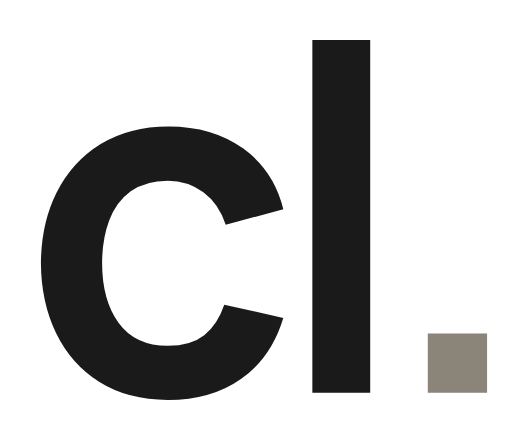 Monogramme « cl. » en anthracite sur fond clair